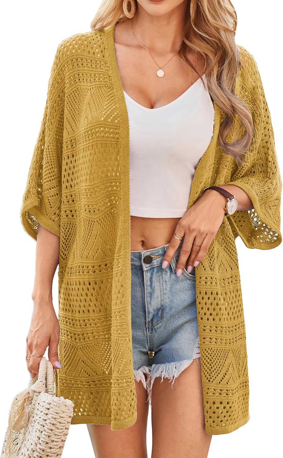 GRACE KARIN Womens Summer Short Sleeve Crochet Cardigan Sweaters Lightweight 202...