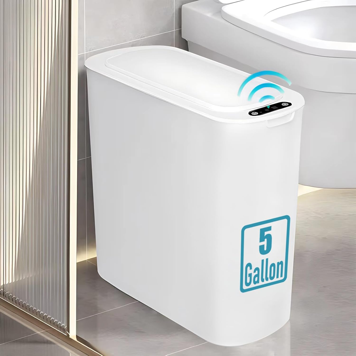 5 Gallon Motion Senor Bathroom Trash Can with Lid, Automatic Garbage Can Touchle...