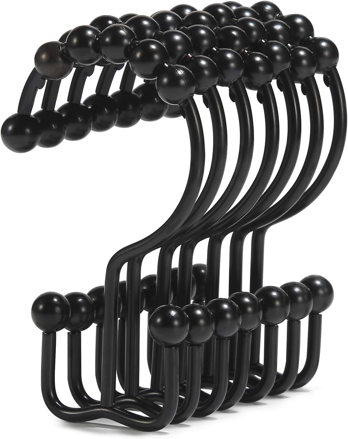 Shower Curtain Hooks, Goowin Shower Curtain Rings, Stainless Steel Black Shower...