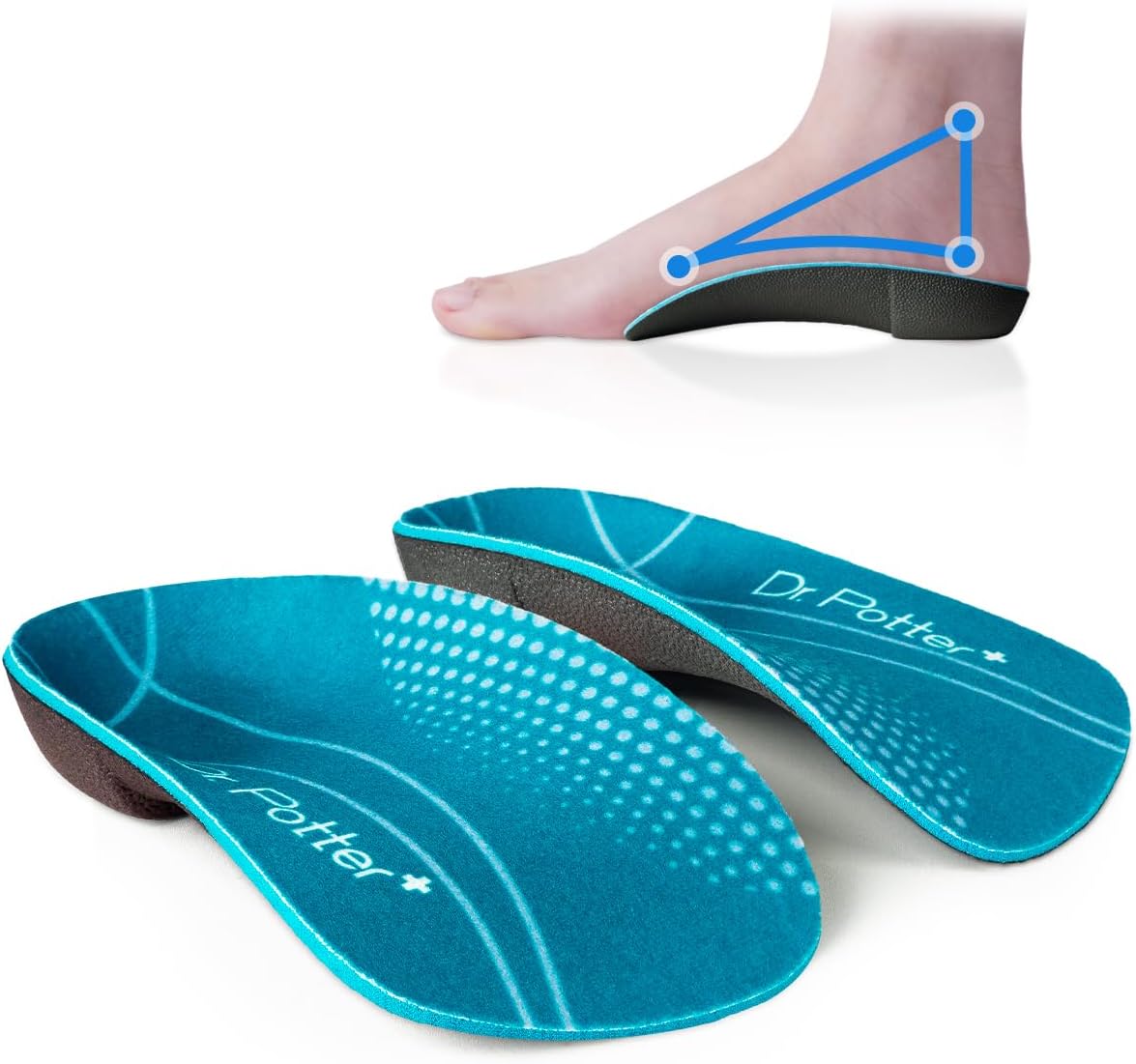 3/4 Orthotic Insoles, Shoe Inserts for Plantar Fasciitis Relief, High Arch Suppo...