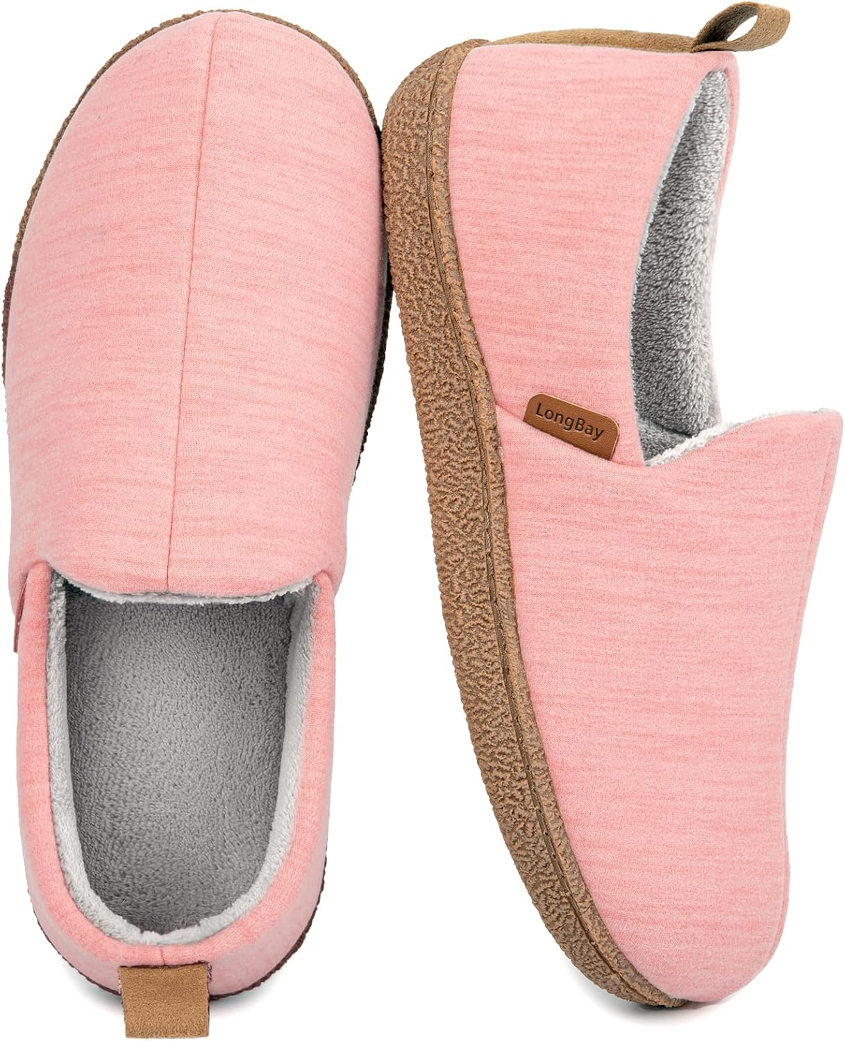 LongBay Women's Memory Foam House Shoes Cozy Brushed Jersey Slippers for Indoor...