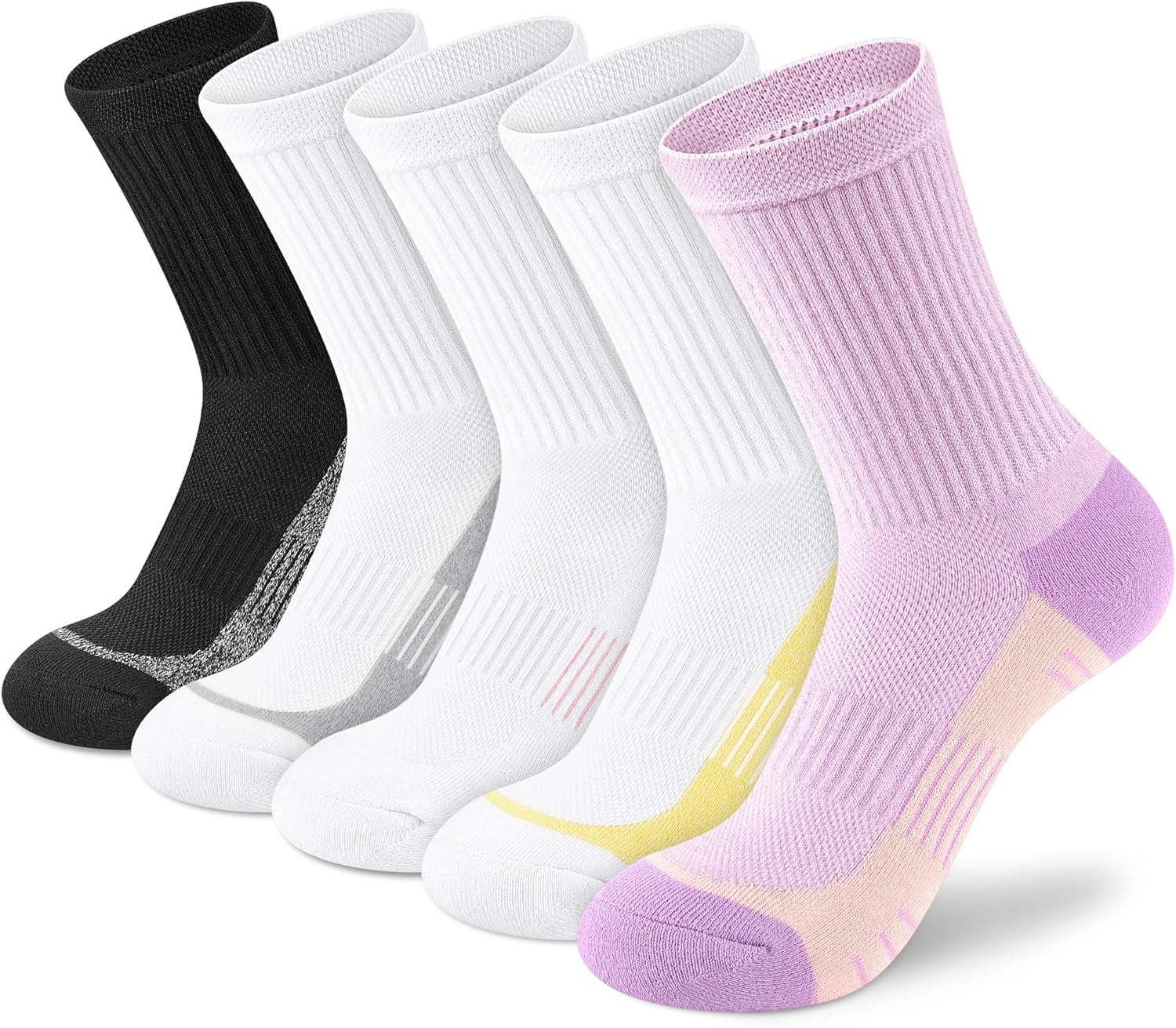 Crew Socks Women Athletic Hiking Running Cushioned Compression Socks 3-5 Pairs 8...