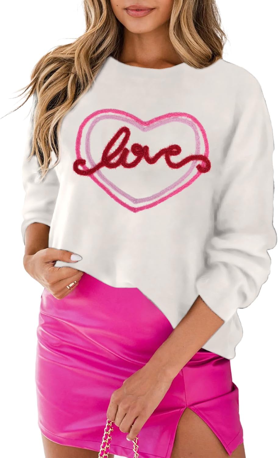 LEMAFER Women 2024 Merry Christmas Round Neck Sequin Letters Sweater Casual Soli...