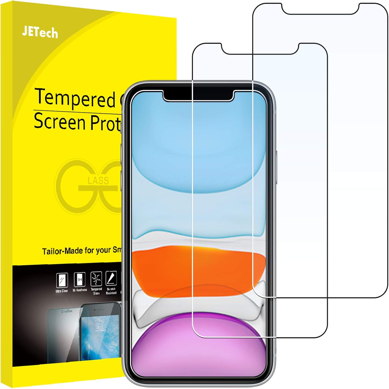 JETech Screen Protector for iPhone 11 and iPhone XR 6.1-Inch, Tempered Glass Fil...