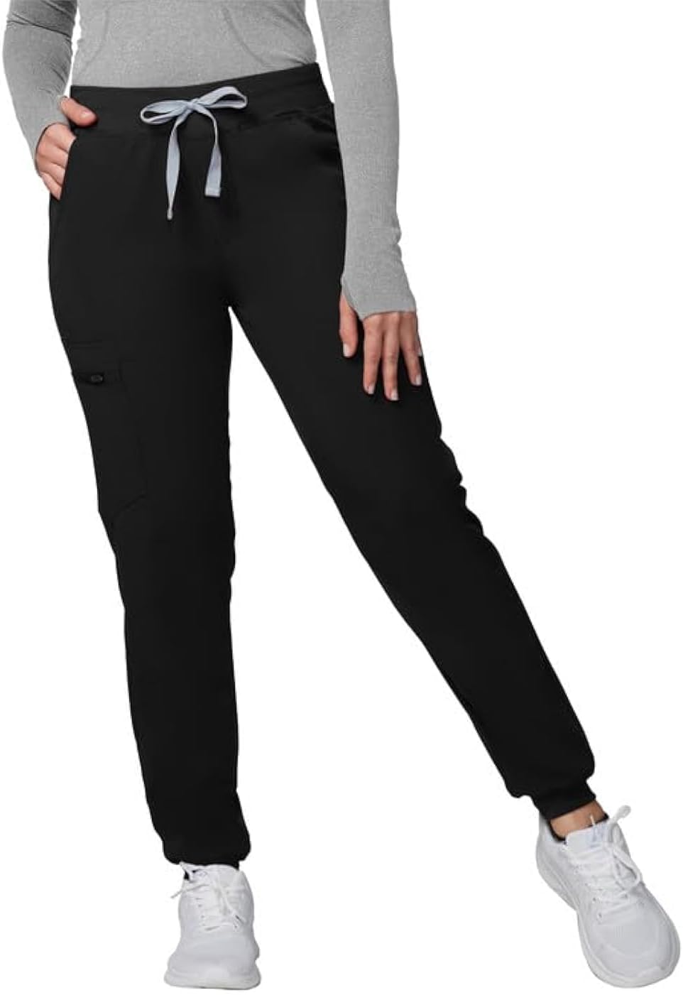 Medical Scrub Pants for Women - Mid Rise 4-Way Stretch Anti-Wrinkle Slim Fit Jog...