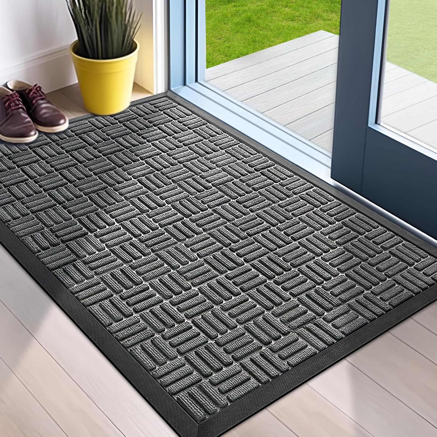 Mibao Front Door Mat, Heavy Duty Durable Welcome Mat for Outdoor Indoor, Dirt Tr...