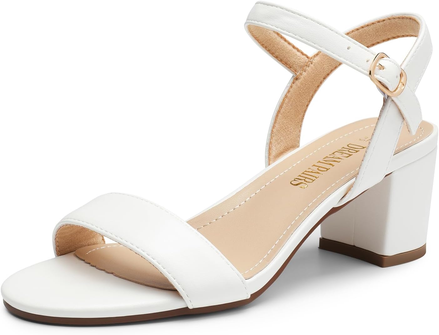 DREAM PAIRS Women's Low Heels Block Open Toe Ankle Strap Classic Short Chunky Sa...