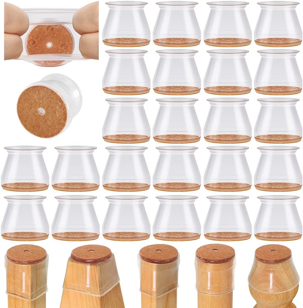 24 Pcs Chair Leg Floor Protectors for Hardwood Floors Silicone Covers to Protect...