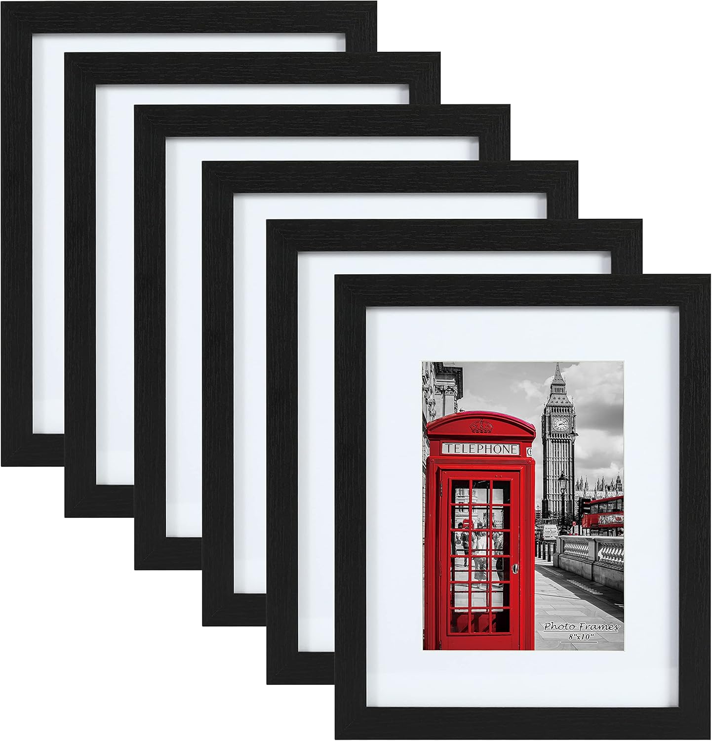 PEALSN 8x10 Picture Frame Set of 6, Display Picture 5x7 with Mat or 8x10 Without...