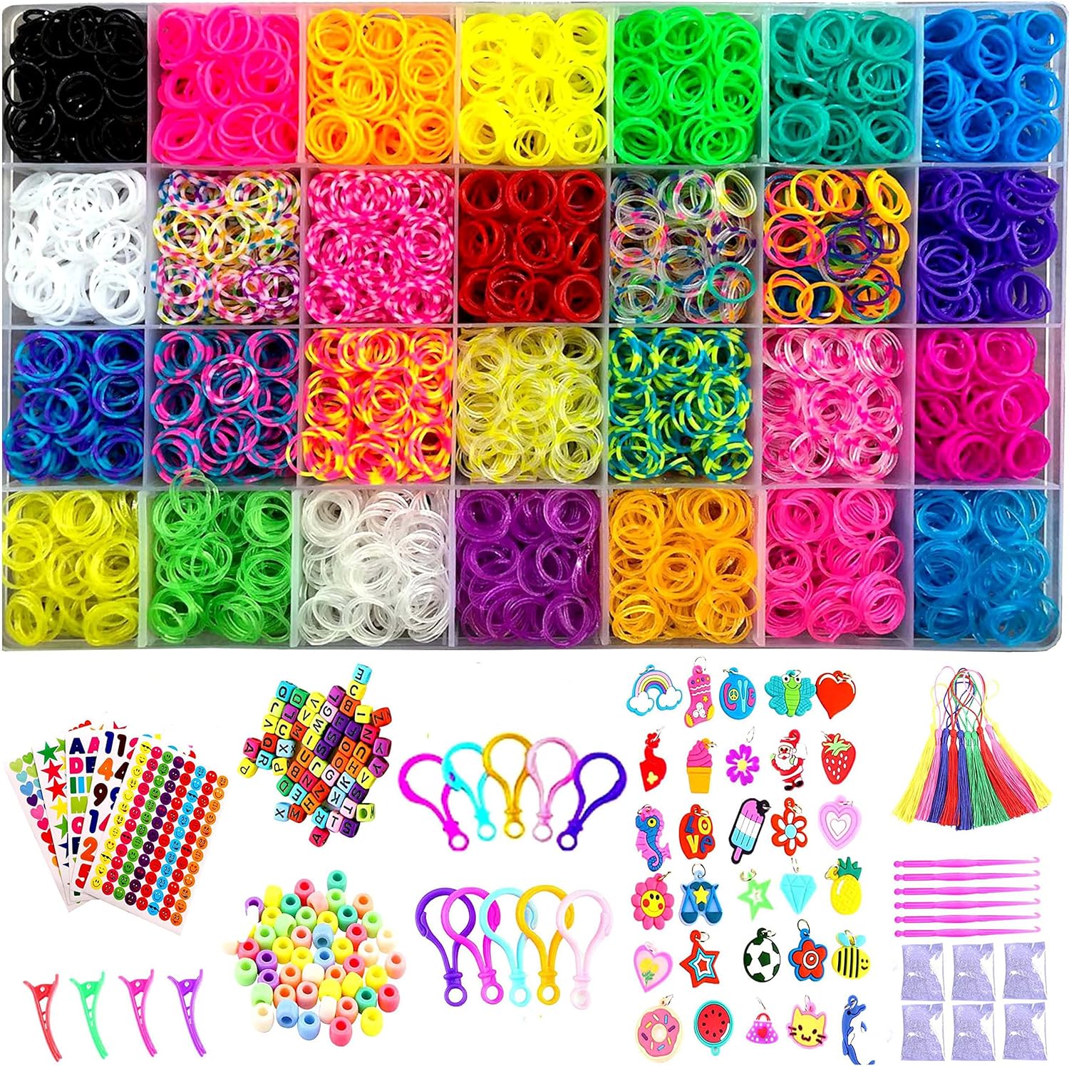 12080+ Loom Bands Kit, Rubber Bands for Bracelet Making Kit, DIY Art Craft Loom...