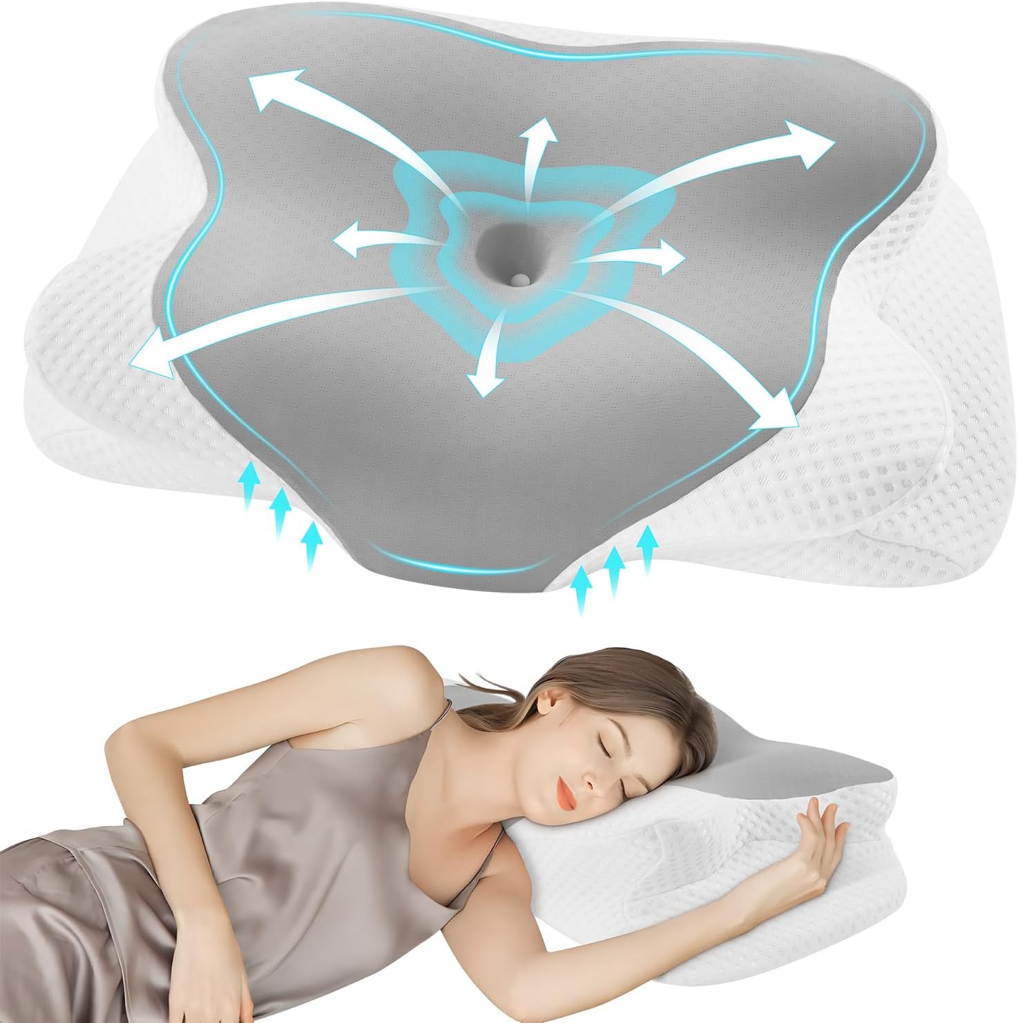 DONAMA Cervical Pillow for Sleeping, Contour Memory Foam Pillow for Neck and Sho...