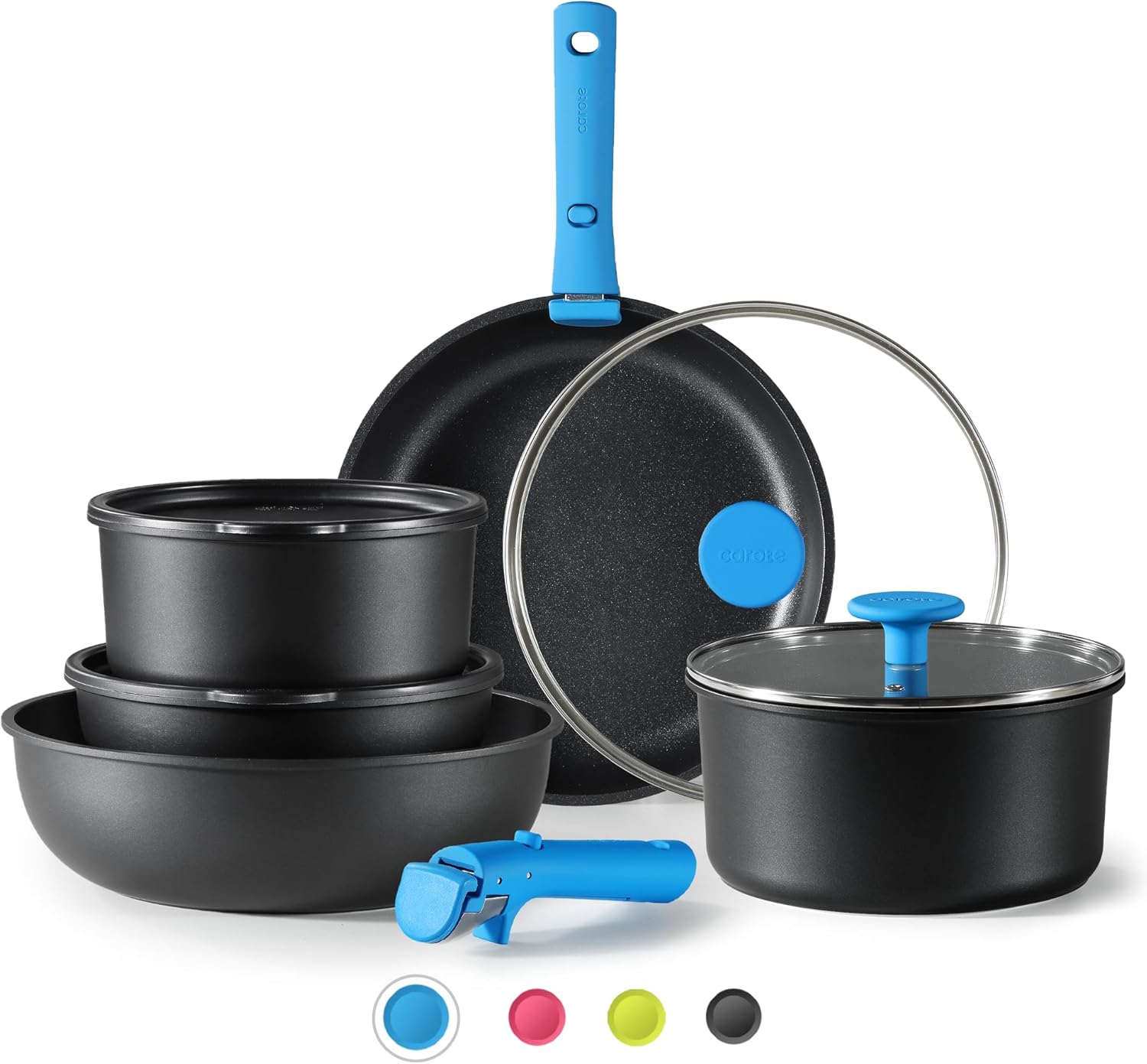 CAROTE Pots and Pans Set Non Stick, Cookware Sets, Oven/Fridge Safe, Space Savin...