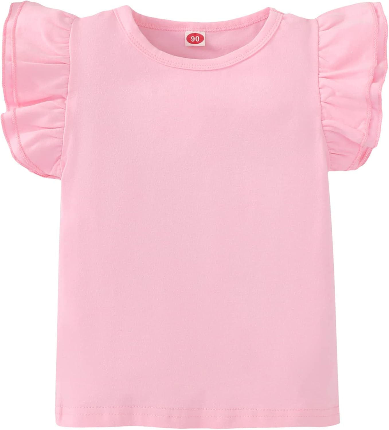 Toddler Baby Girl Solid Color T Shirt Kids Blouse Basic Plain Ruffle Top Cotton...