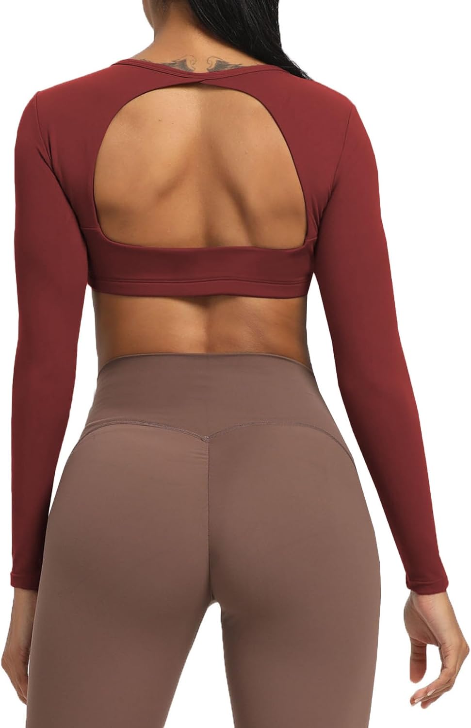 Aoxjox Long Sleeve Crop Tops for Women Clarissa Backless Workout Cropped T Shirt...