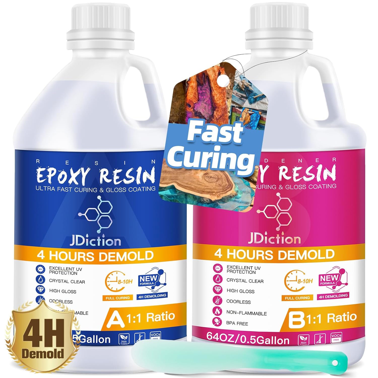 JDiction Fast Cure Epoxy Resin 1Gallon- 4 Hours De...