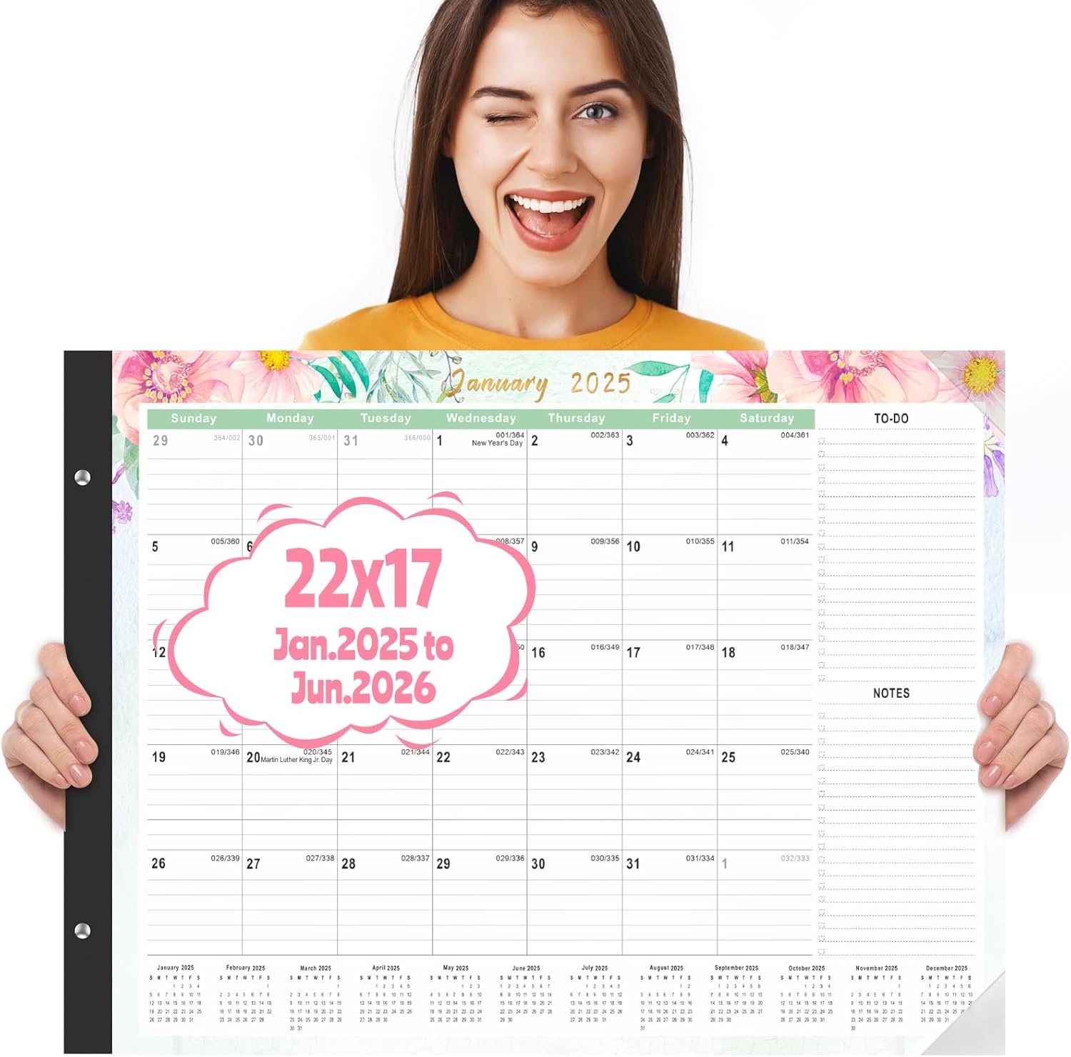 Gannyfer Large Desk Calendar 2025-18 Month Calendar Jan 2025 - Jun 2026, 22" x 1...