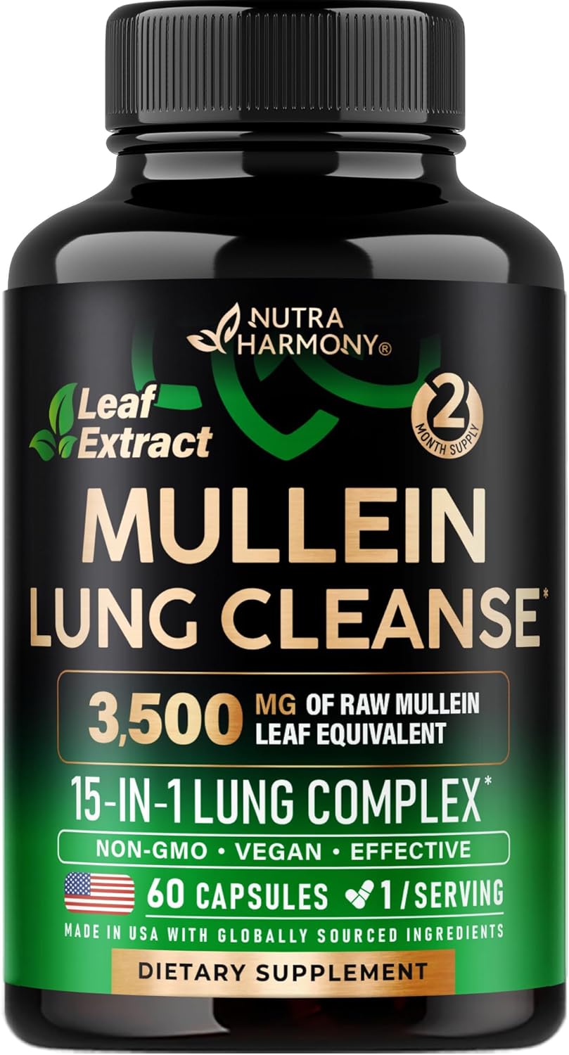 Mullein Leaf Extract for Lung Detox - Echinacea | Oregano | Quercetin | NAC - 15...