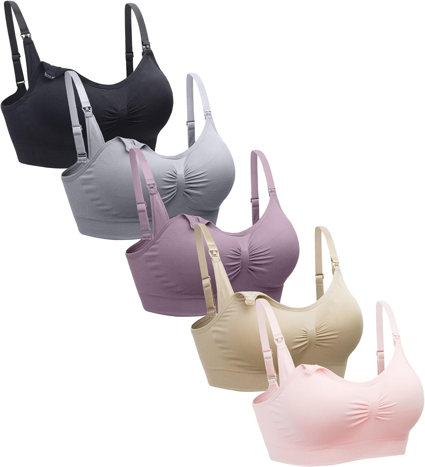Suekaphin 5PACK Nursing Bra Wireless Bra Women's Sleeping Maternity Bra Breastfe...