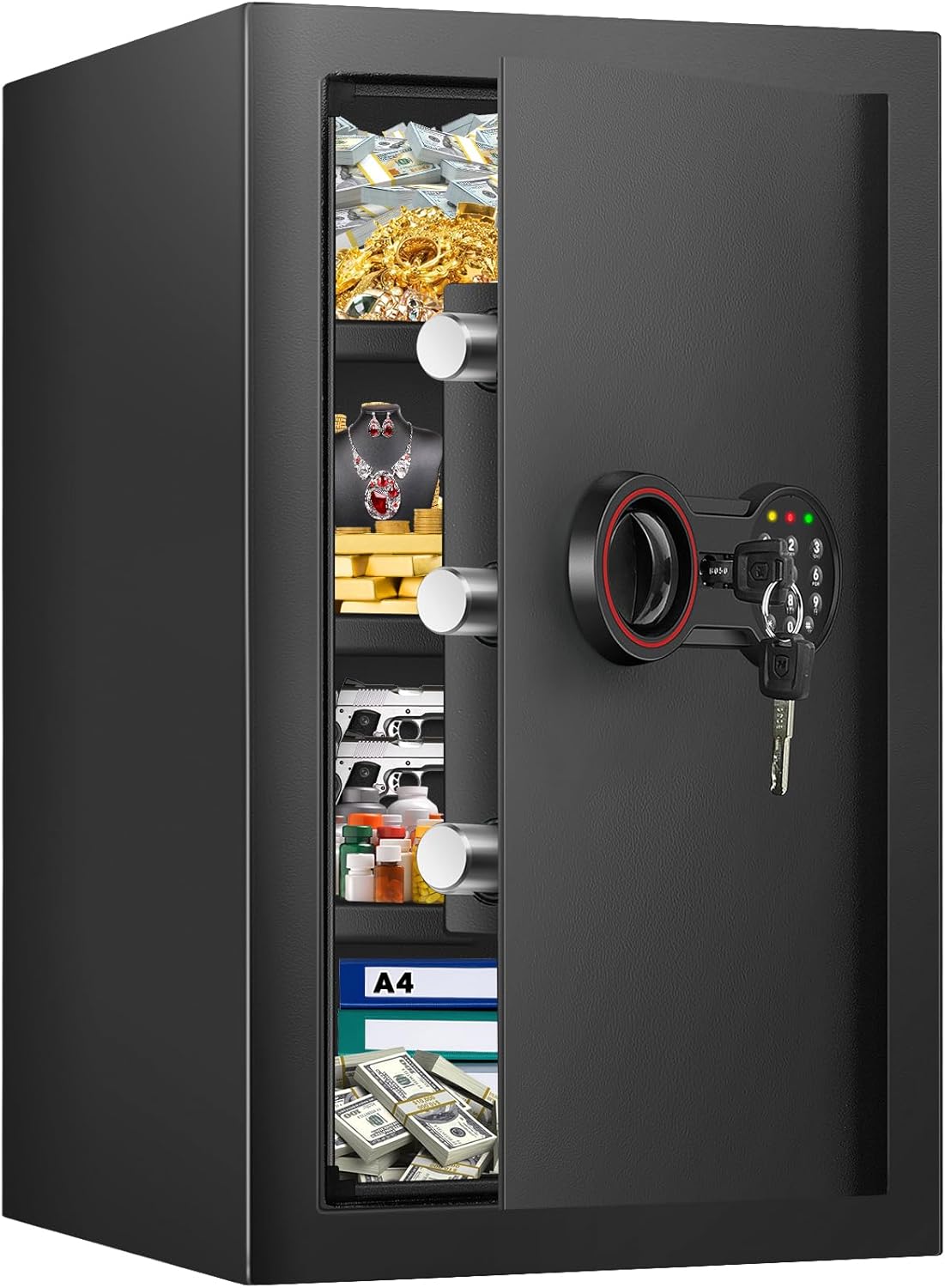 4.0 Cub Large Home Safe Fireproof Waterproof, Anti-theft Fireproof Safe Box with...