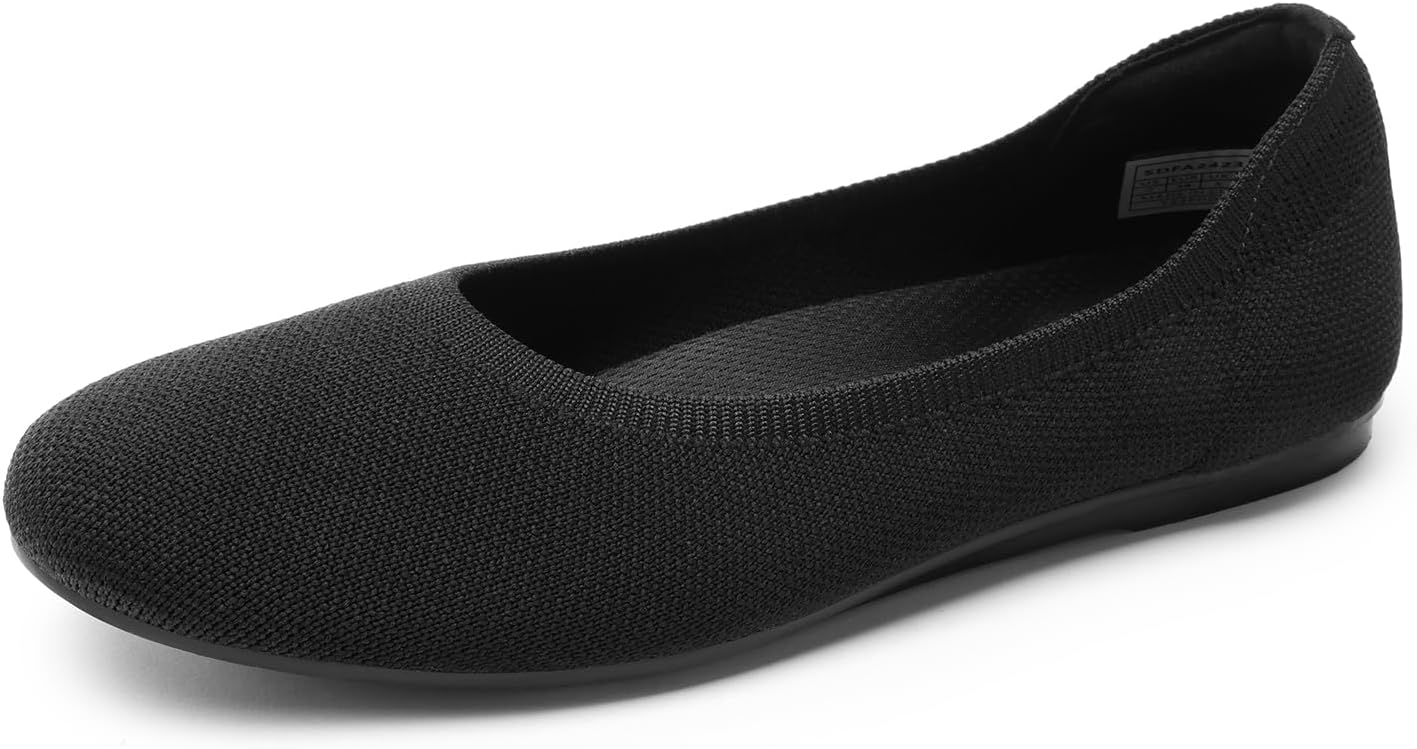 DREAM PAIRS Wide Ballet Flats Shoes for Women, Width Foldable Knit Women's Flats...