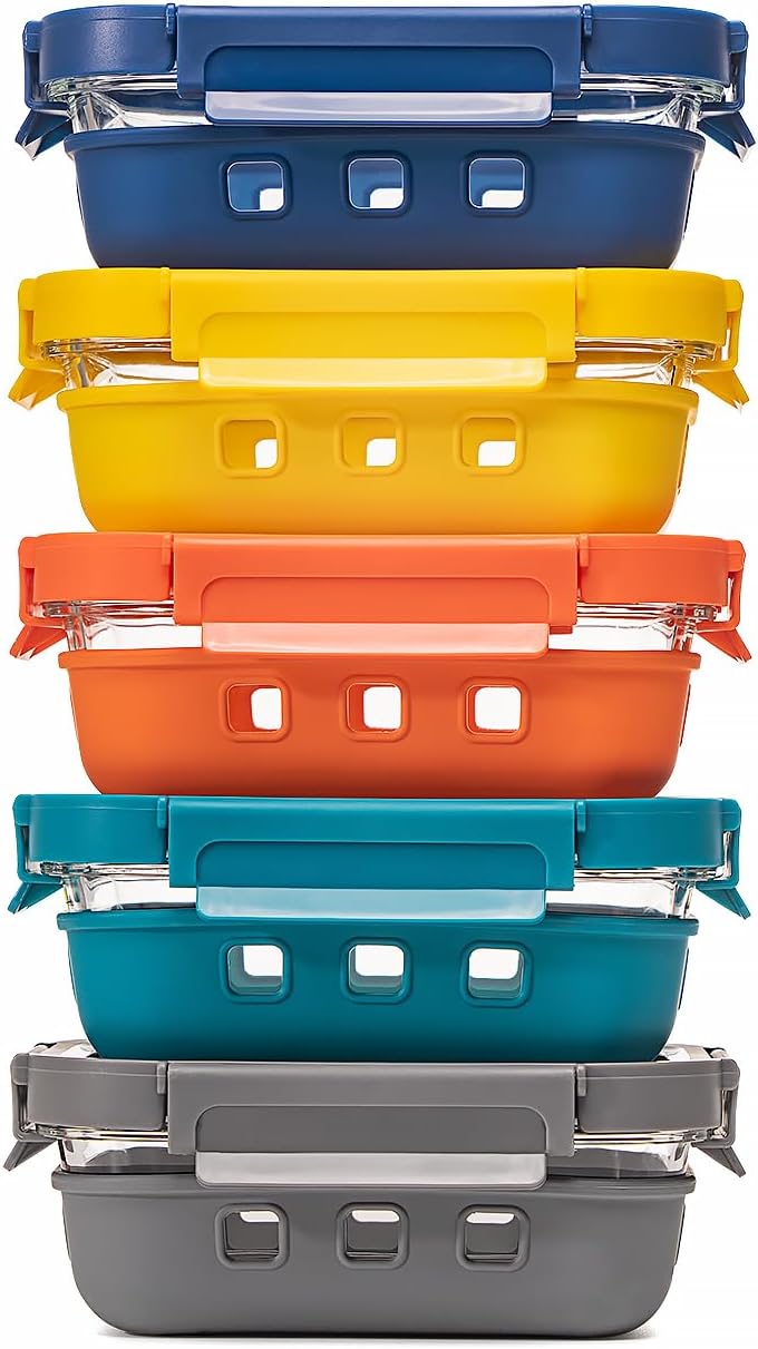 Glass Food storage container with Glass lids Glass Bento Box Set Lunch box Eco F...