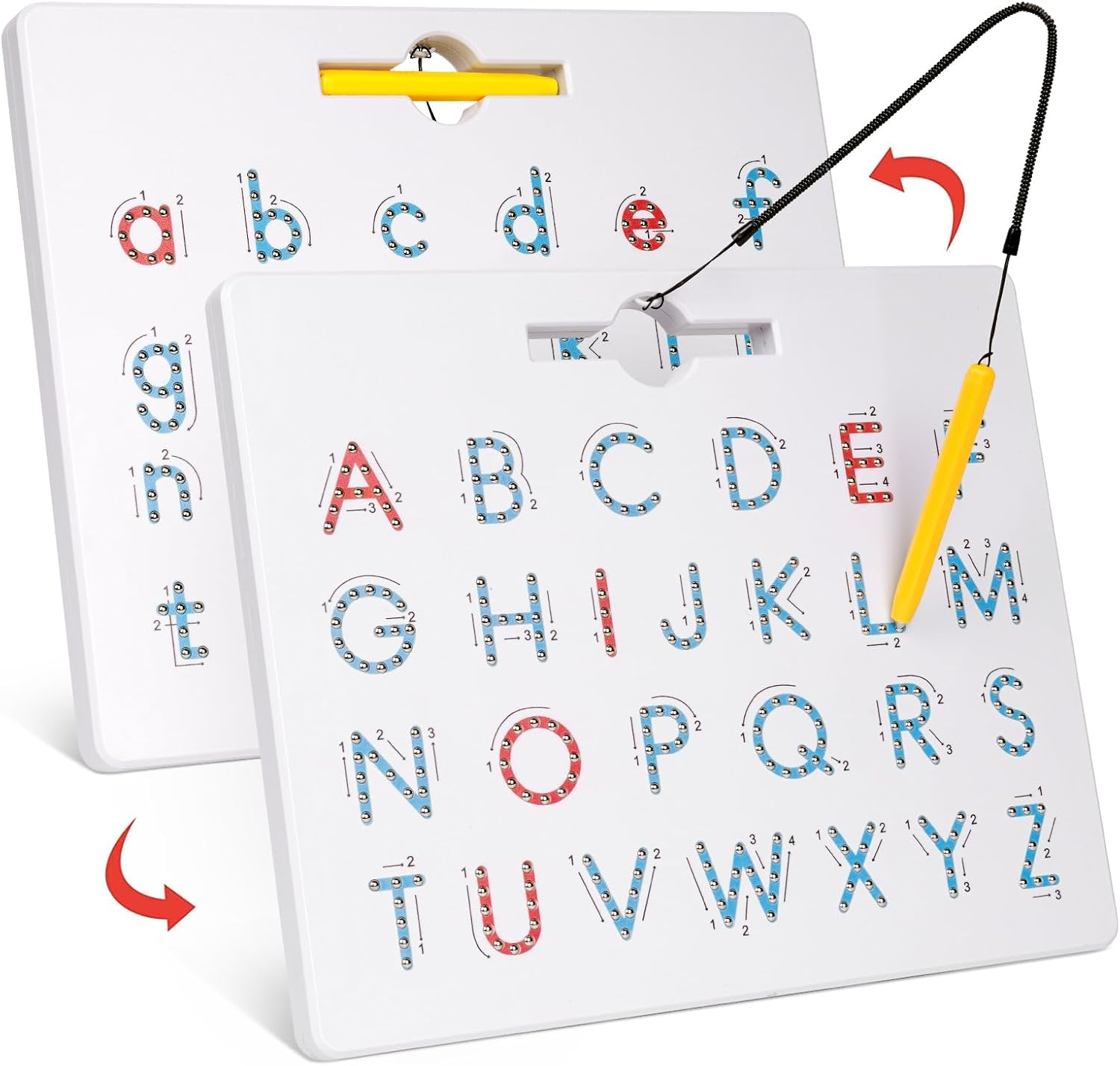 GAMENOTE Double Sided Magnetic Letter Board - 2 in 1 Alphabet Magnets Tracing Bo...