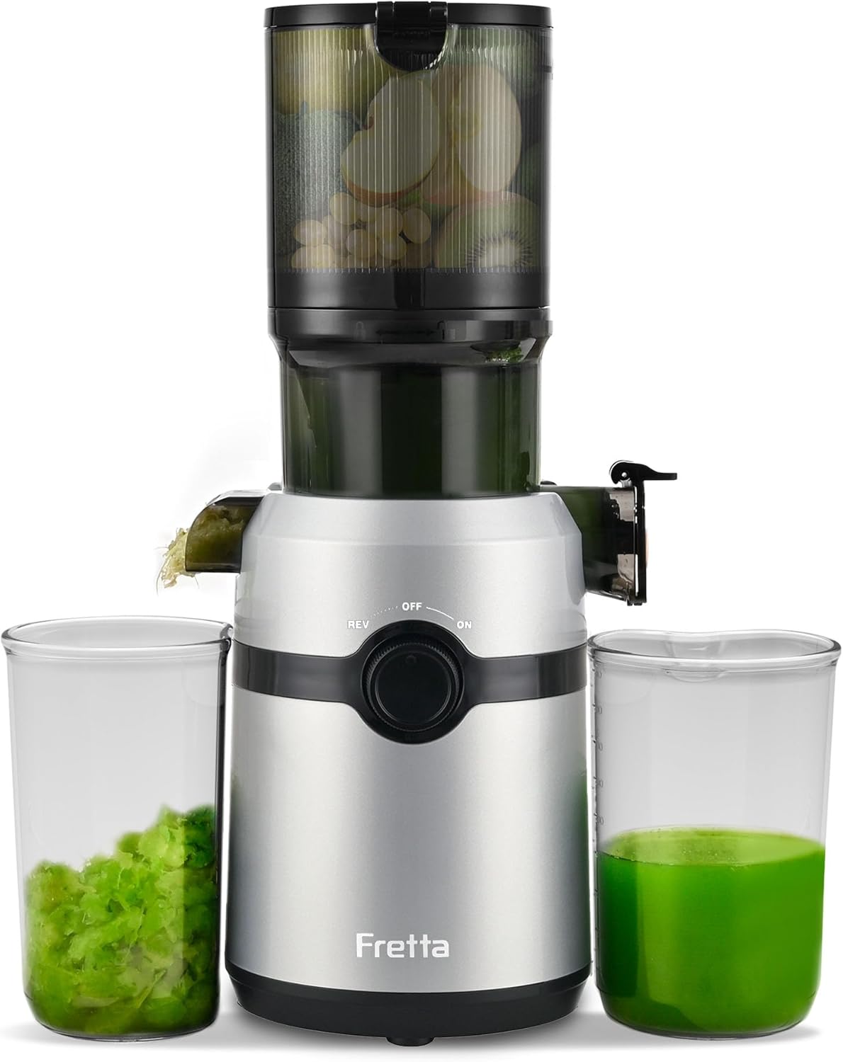 Cold Press Juicer Machines,Fretta Nifty 4.25" Wide Feed Chute Slow Masticating J...