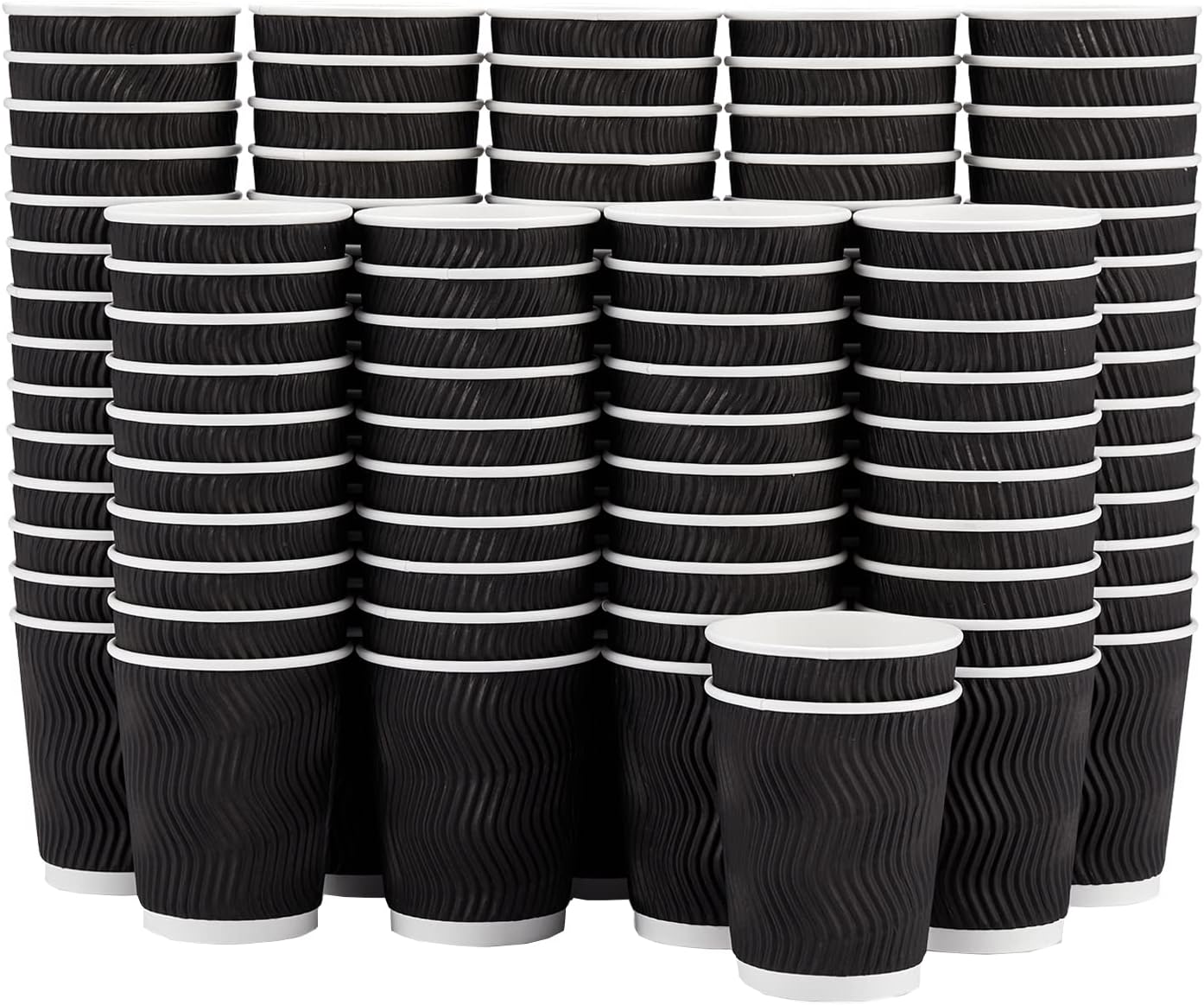 Lamosi 8 oz Disposable Coffee Cups - 120 Pack, Insulated Corrugated Paper Cups,...