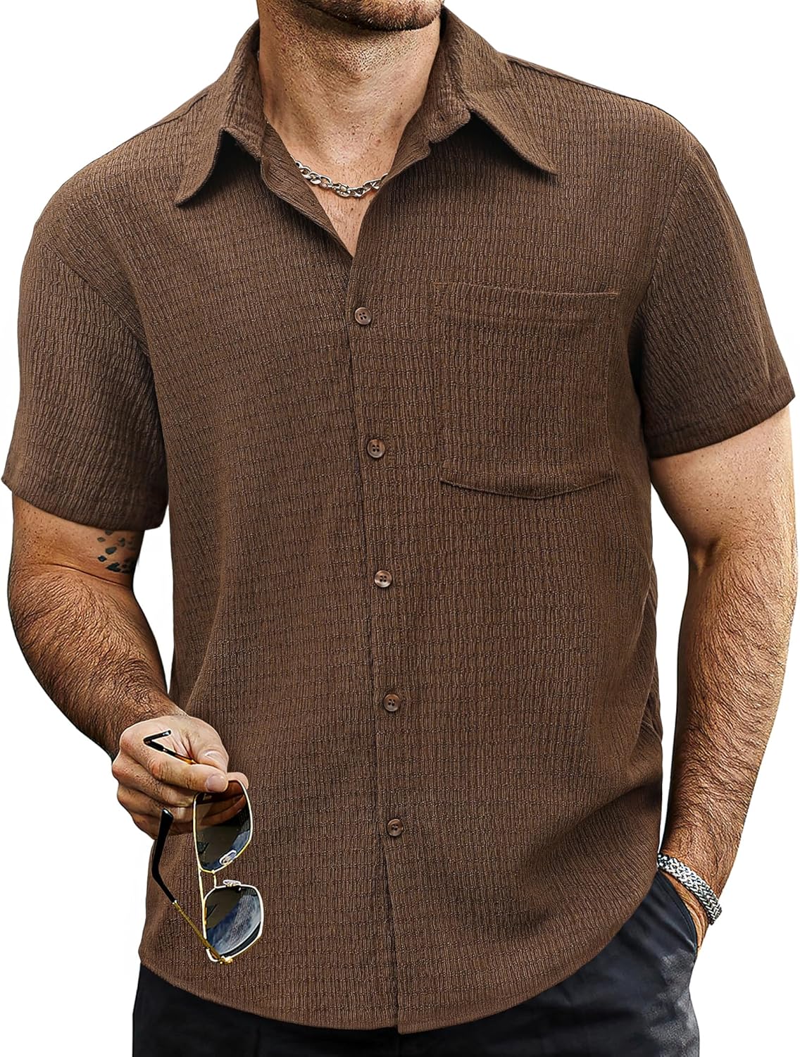 VATPAVE Mens Summer Striped Shirts Button Down Short Sleeve Vintage Beach Hawaii...