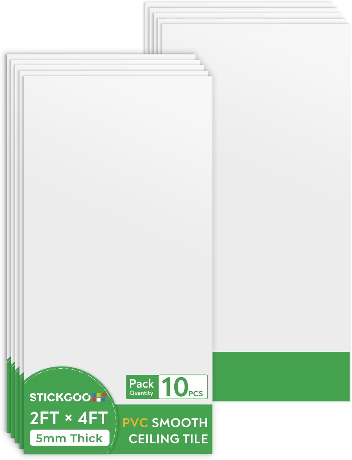 STICKGOO Drop Ceiling Tiles 2ft x 4ft, White PVC Ceiling Panels, Soomth Ceiling...