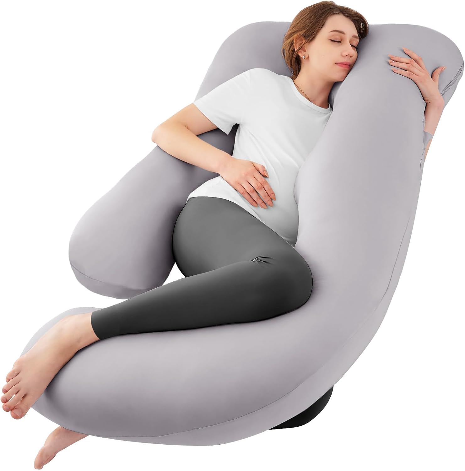 Sasttie Pregnancy Pillows for Sleeping, U Shaped Cooling Full Body Pillow Pregna...