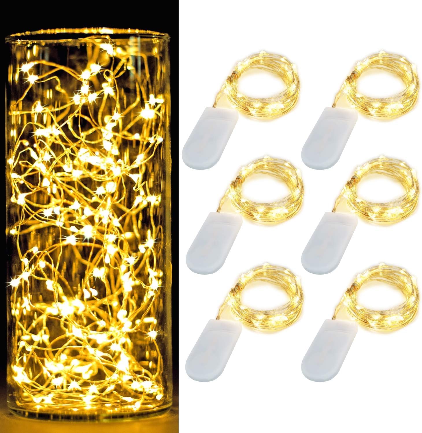 6 Pack 7Feet Starry String Lights Waterproof Fairy String Lights 20 Micro Starry...