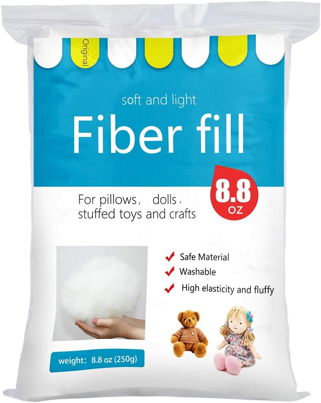 BUTUZE Polyester Premium Fiber Fill, High Resilience Fiber, Stuffing for Small D...