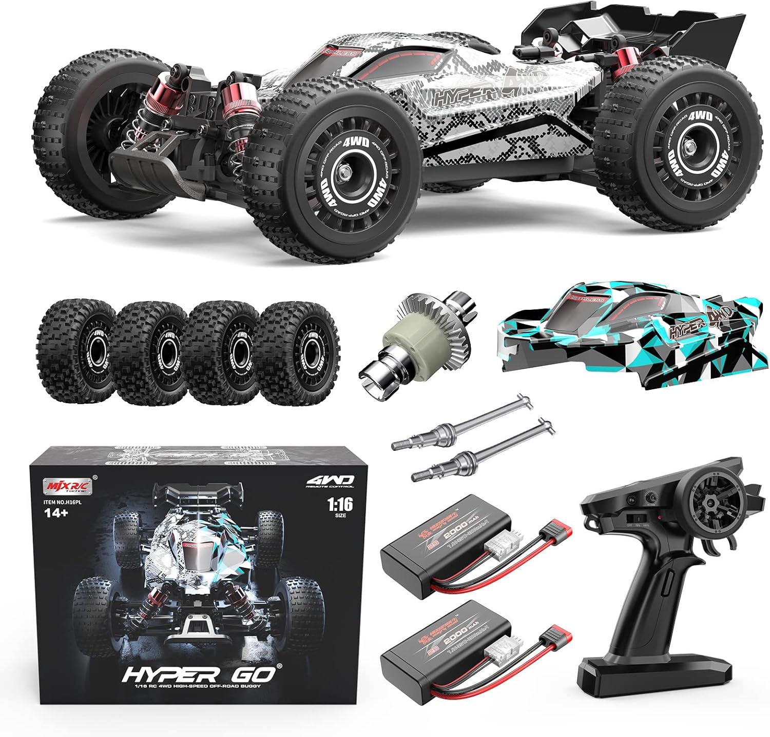 HYPER GO H16PL 1/16 RTR Brushless RC Buggy, Fast RC Cars for Adults, Max 38 mph...