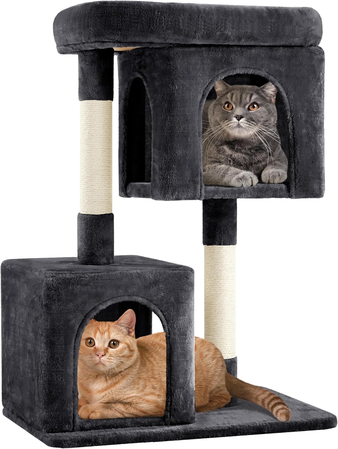 Yaheetech 33.5in Cat Tree, Small Cat Tower w/Large Perch&2 Cozy Condos, Cat Sisa...