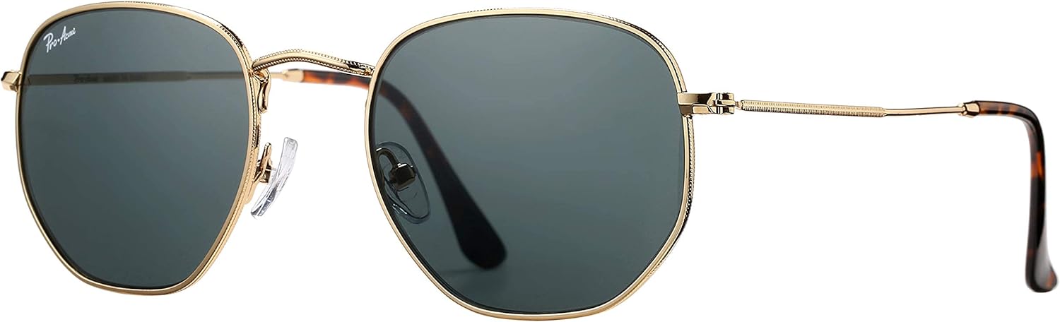 Pro Acme Small Square Sunglasses for Women Men 100% Real Glass Lens Hexagonal Fr...