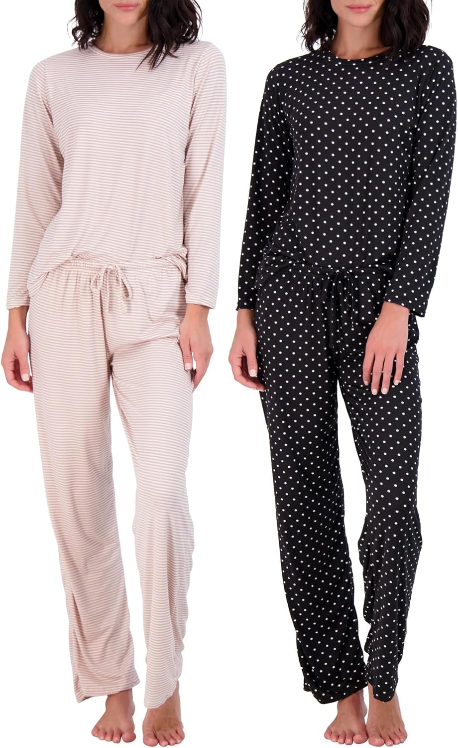 Real Essentials 2 Pack: Women's Pajama Set - Choose from Short Sleeve with Pocke...