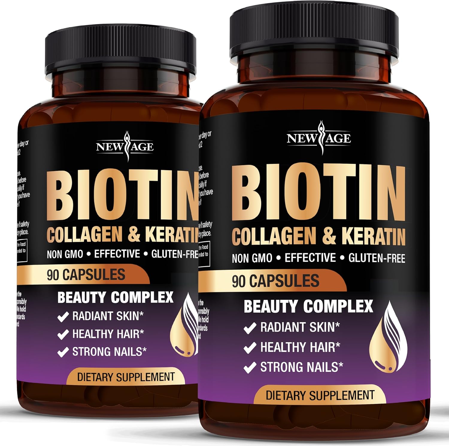 NEW AGE Biotin Collagen Keratin Hyaluronic Acid - 50,000mcg Hair Growth Vitamins...