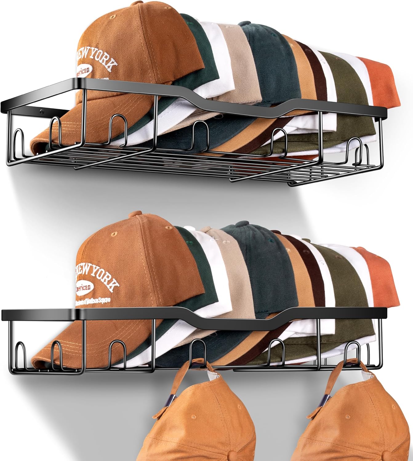 KEETDY Metal Hat Racks for Baseball Caps Wall Hat Organizer Fit 20 Caps Holder,...