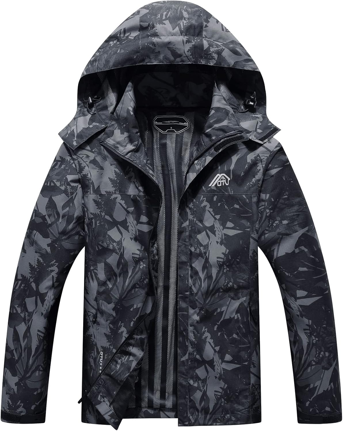 OTU Men's Lightweight Waterproof Hooded Rain Jacket Outdoor Raincoat Shell Jacke...