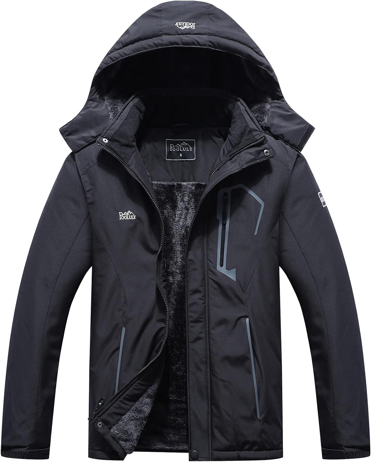 Pooluly Men's Ski Jacket Warm Winter Waterproof Windbreaker Hooded Raincoat Snow...