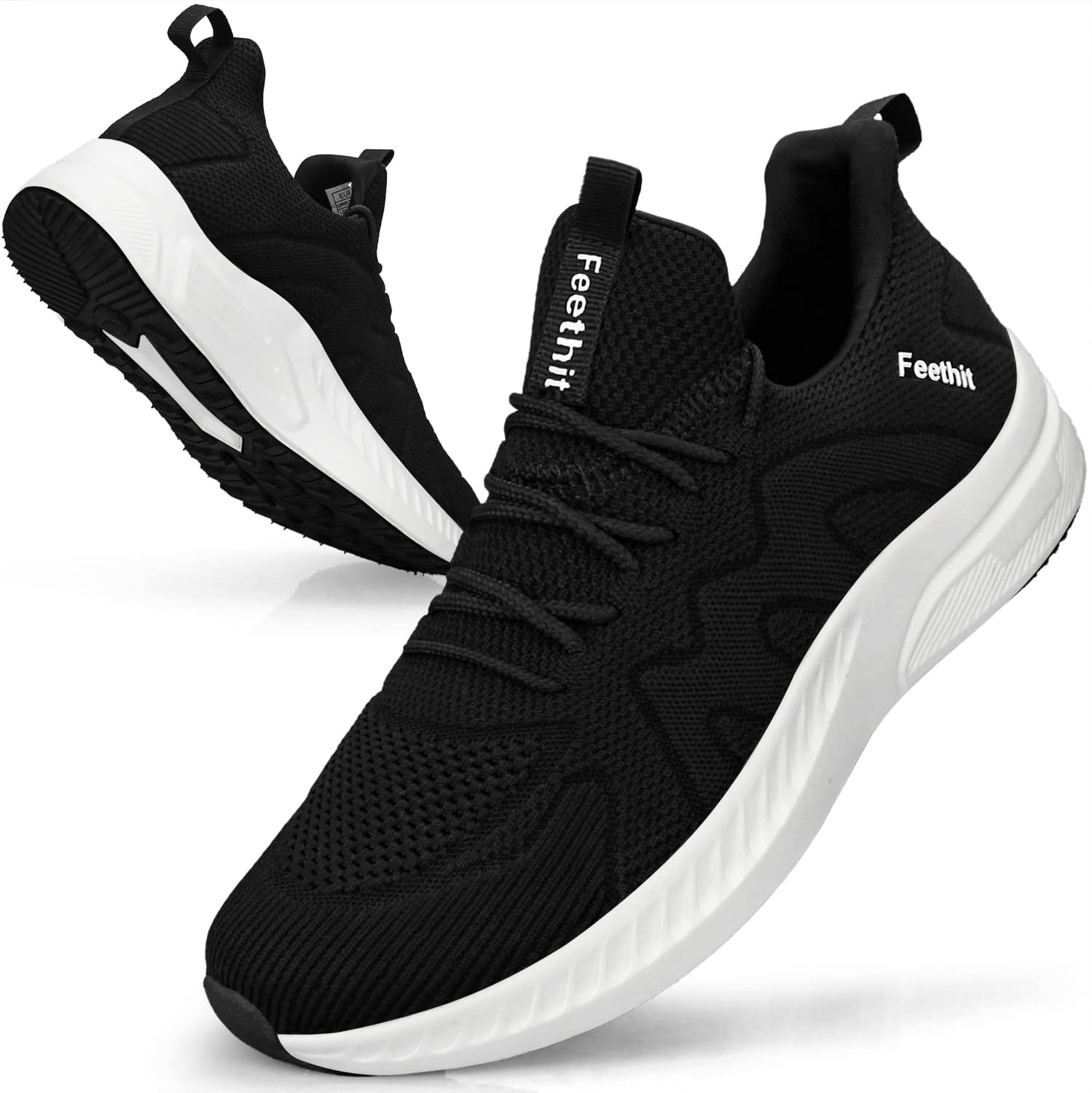 Feethit Mens Non Slip Walking Sneakers Lightweight Breathable Slip on Running Sh...