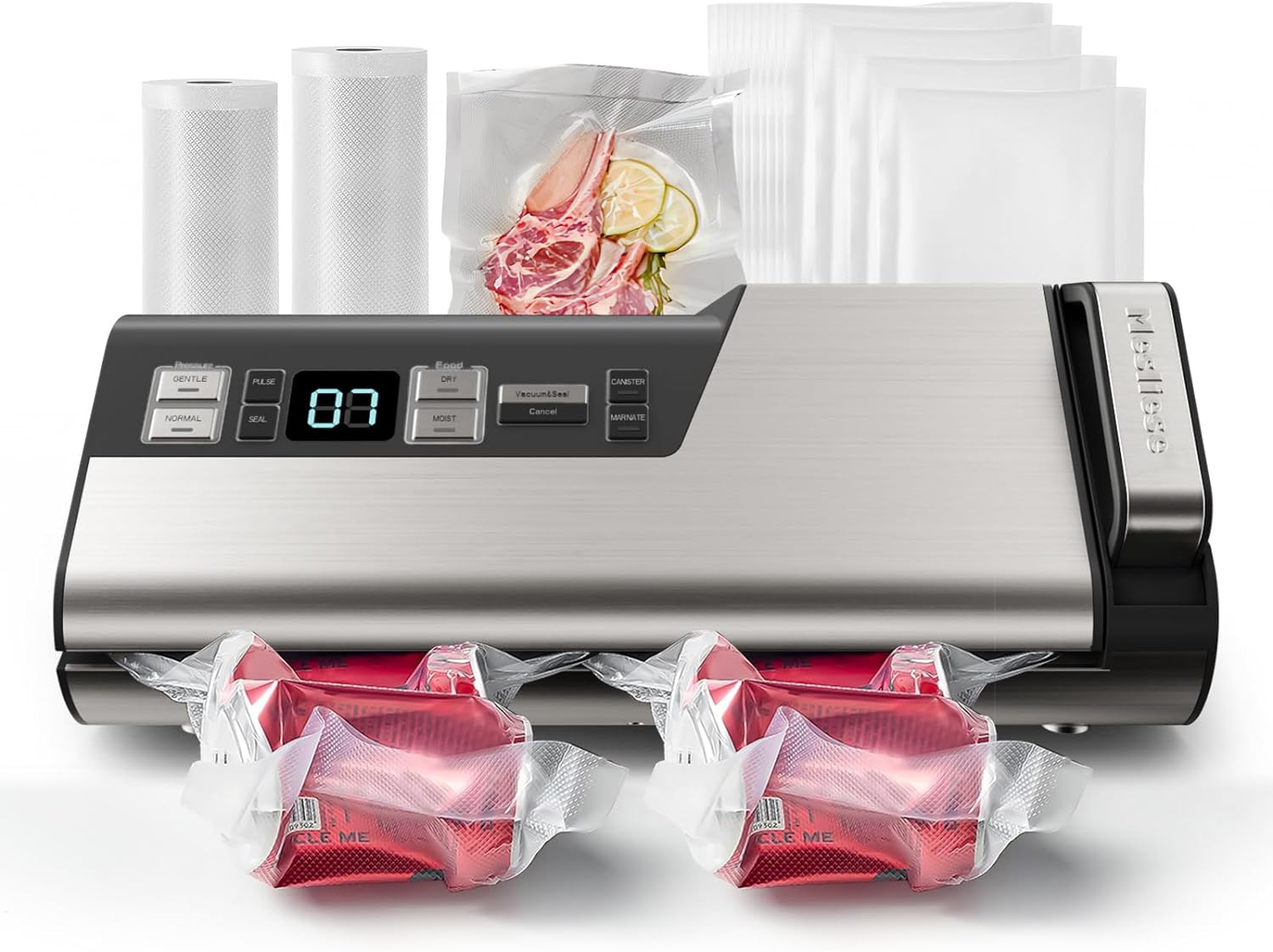 Vacuum Sealer Machine, 95kPa 140W One Hand Operation Food Sealer, Double Seal St...