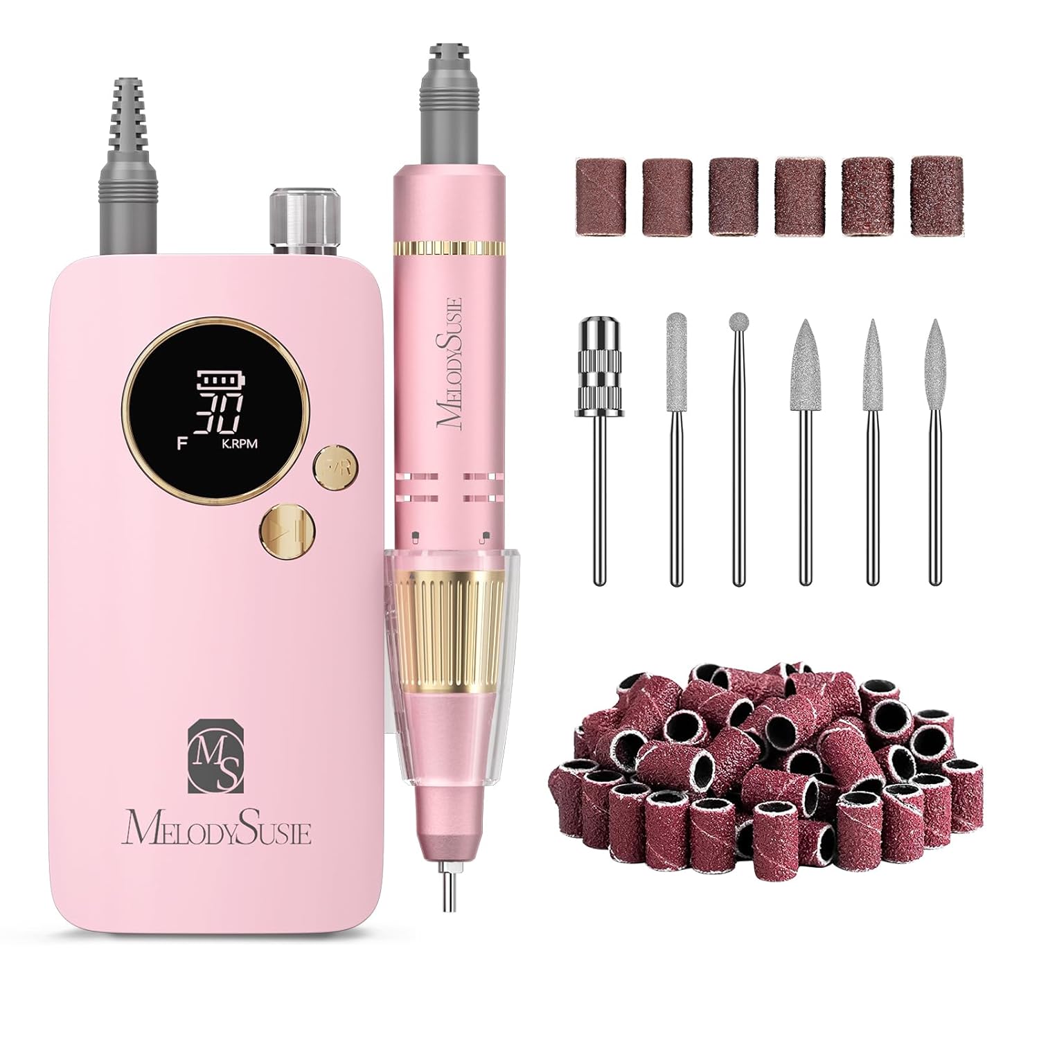 MelodySusie Portable Nail Drill 30000 RPM,Professional Rechargeable Electric Nai...