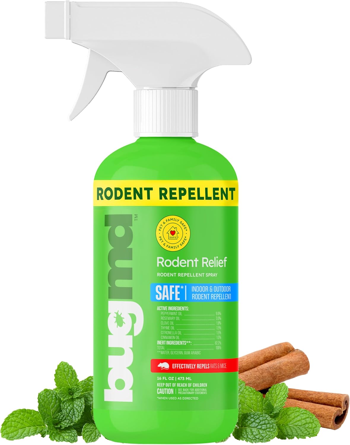 BugMD Peppermint Oil Spray for Rodents - 16oz Mouse Repellent & Rodent Repellent...