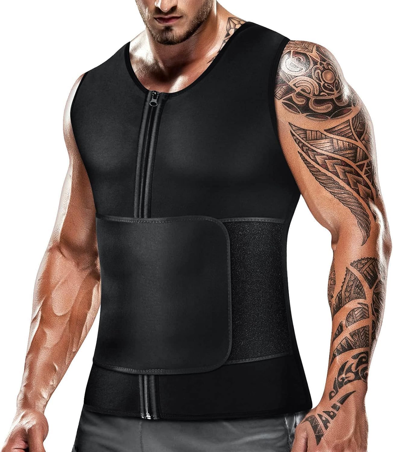 Cimkiz Men's Waist Trainer Sauna Suit Shirt, Gym & Exercise Compression Vest, Sw...