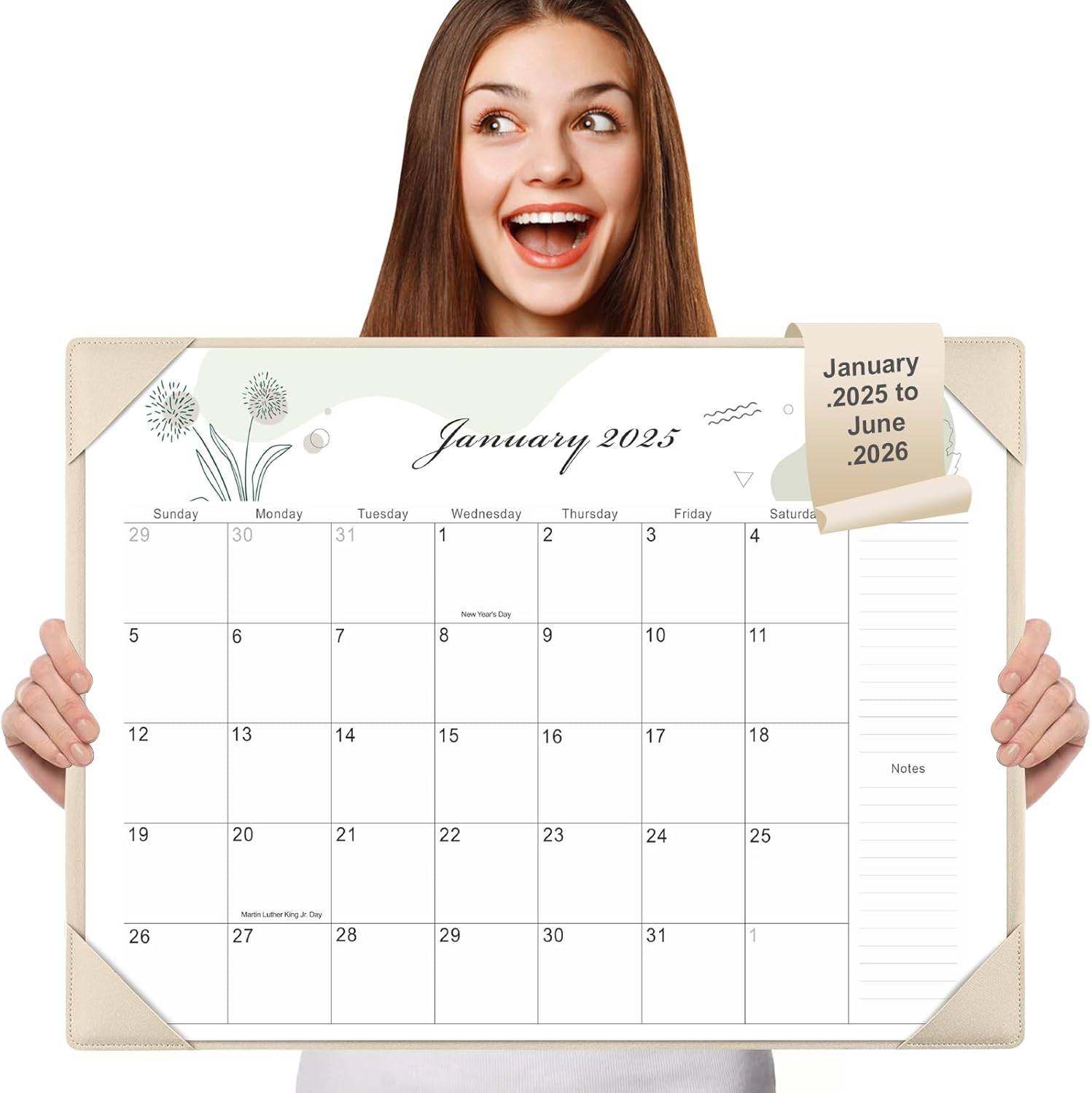 Gannyfer Desk Calendar 2025 with Desktop Mat - 18 Month Table Large Calendar, 22...