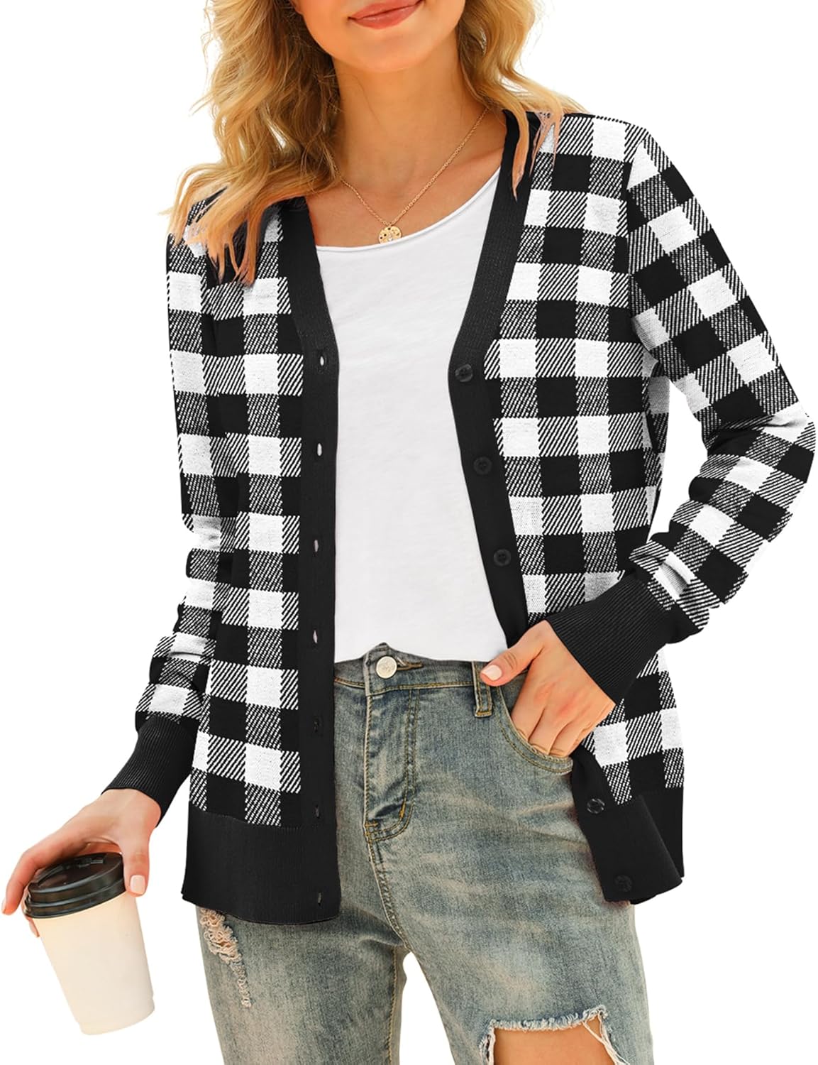 VIISHOW Women's V Neck Button Down Knitwear Long Sleeve Soft Basic Knit Cardigan...