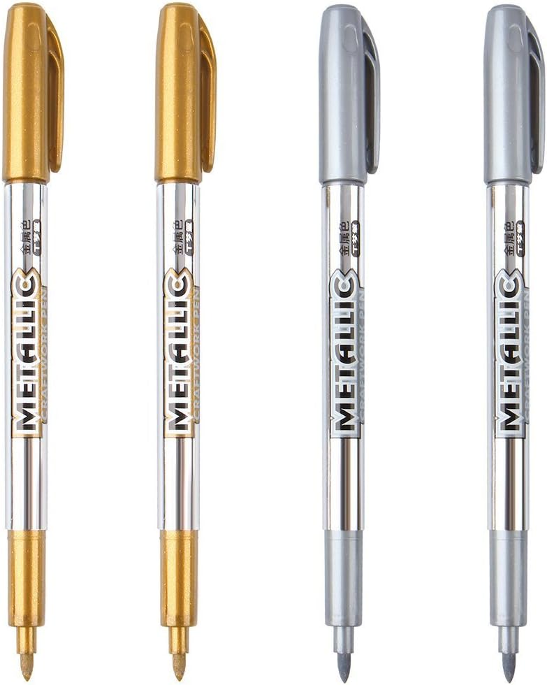 Dyvicl Metallic Markers Pens - Silver and Gold Paint Pens for Black Paper, Glass...