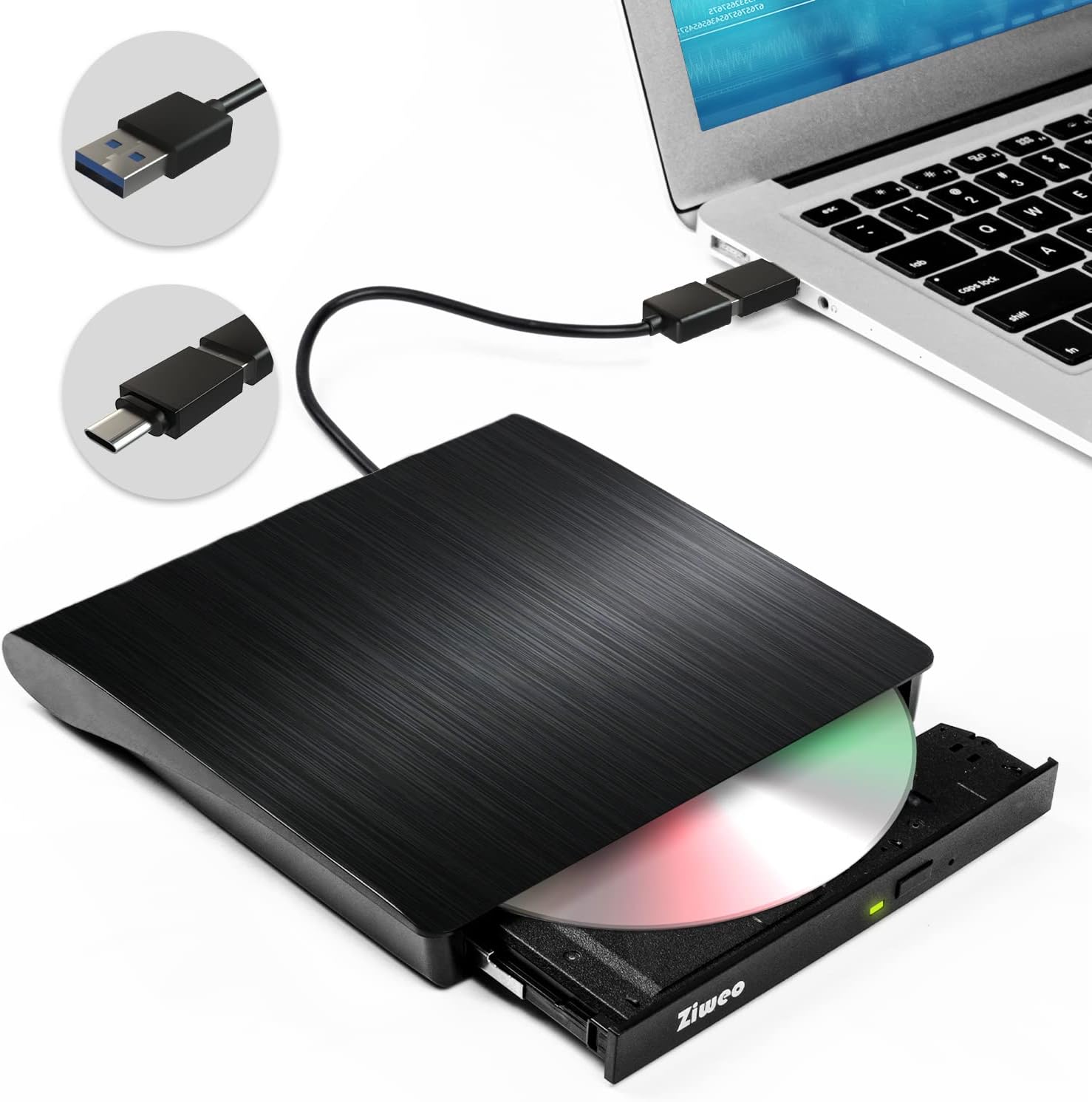 External DVD Drive USB 3.0 Type-C CD Burner Portab...